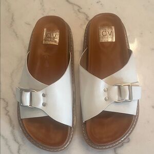 DV by Dolce Vita Women's White Buckle Lolly Slide Sandals